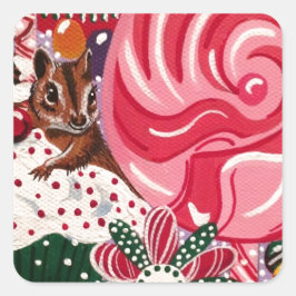 "Frau Elizabeth's Peppermint World" Quadratischer Aufkleber