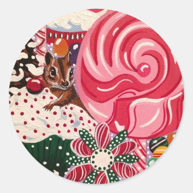 "Frau Elizabeth's Peppermint World" Runder Aufkleber (Vorderseite)