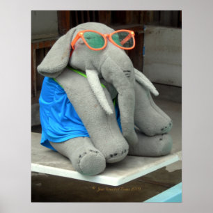 Frau Ella geht zum Pool Poster