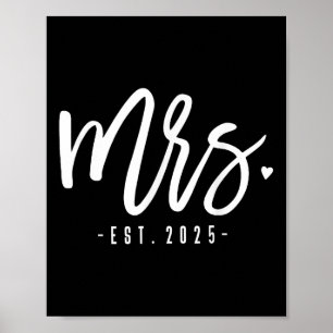 Frau Est. 2025 Just Married Wedding Couples Mr. &a Poster