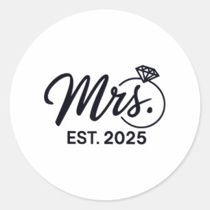 Frau Est. 2025 Nur verheiratete Paare Mr. und Runder Aufkleber