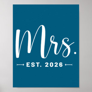 Frau Est 2026 Frisch Vermählt Illustration Poster