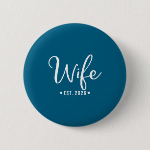 Frau est 2026 frisch vermähltes Paar Hochzeit Flit Button