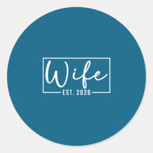 Frau est 2026 frisch vermähltes Paar Hochzeit Flit Runder Aufkleber