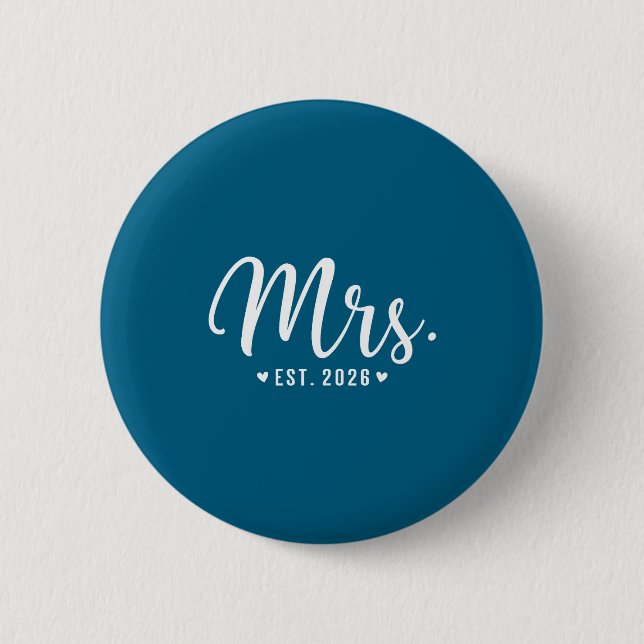 Frau Est 2026 Just Married Design Button (Vorderseite)