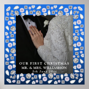 Frau First Christmas Foto Wedding Square Sticke Poster