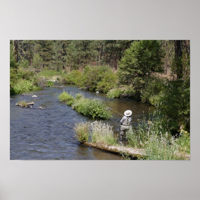 Frau Fischen auf dem Metolius River, Oregon Poster (Vorne)