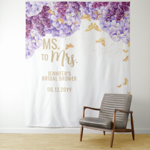 Frau Floral Arch Butterfly White Bridal Hintergrun Wandteppich