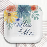 Frau Floral Succulent Macaron Brautparty Pappteller<br><div class="desc">Miss To Mrs Floral Succulent Macaron Brautparty Paper Party Teller bietet elegante Aquarellfarben-Blume auf einem weißen Hintergrund. Personalisieren Sie den Text durch Bearbeiten in den bereitgestellten Textfeldern. Entwickelt für Sie von ©Evco Studio www.zazzle.com/store/evcostudio</div>