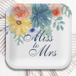 Frau Floral Succulent Macaron Brautparty Pappteller<br><div class="desc">Miss To Mrs Floral Succulent Macaron Brautparty Paper Party Teller bietet elegante Aquarellfarben-Blume auf einem weißen Hintergrund. Personalisieren Sie den Text durch Bearbeiten in den bereitgestellten Textfeldern. Entwickelt für Sie von ©Evco Studio www.zazzle.com/store/evcostudio</div>