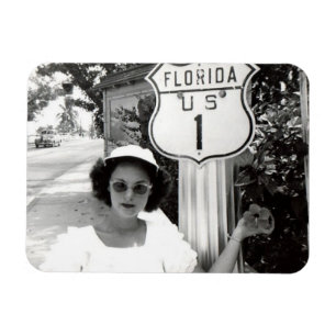 Frau Florida Rte. 1 Straßenschild Vintage Magnet