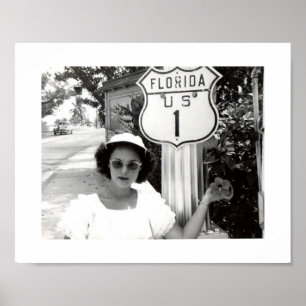 Frau Florida Rte. 1 Straßensignatur Vintag Poster