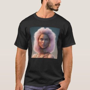 Frau Fluffy Lion Mane Pink King Fantasy Nature W T-Shirt