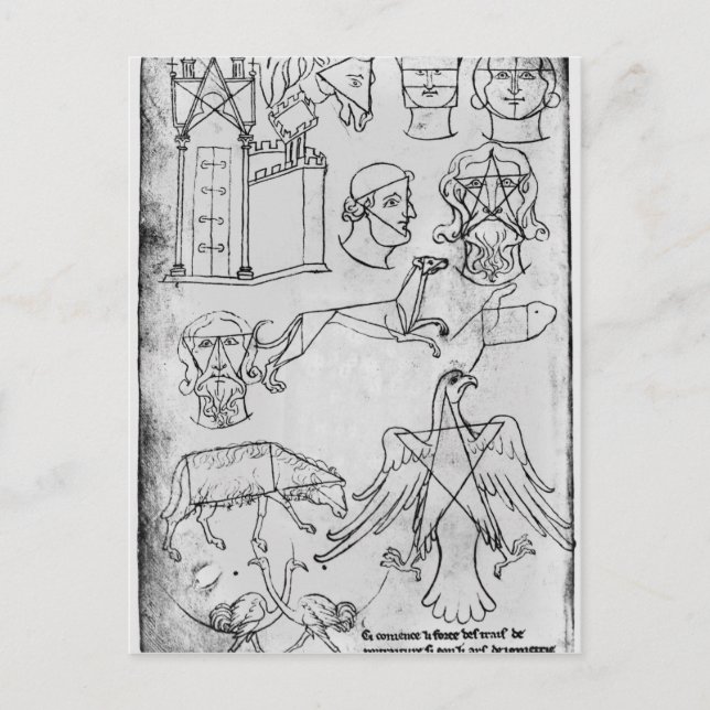 Frau Fr 19093 fol.18v Verschiedene Zeichnungen Postkarte (Vorderseite)