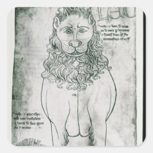 Frau Fr 19093 fol.24v Lion und Porcupine Quadratischer Aufkleber