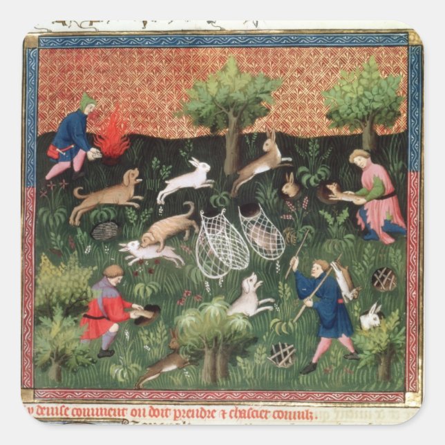 Frau Fr 616 fol.92 Jagdhasen, aus dem Livre de la  Quadratischer Aufkleber (Vorderseite)