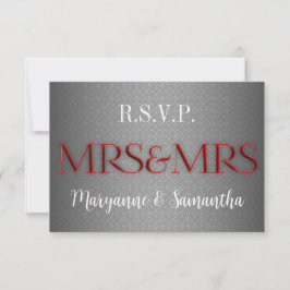 Frau & Frau Gay Lesbian Wedding RSVP in Silver