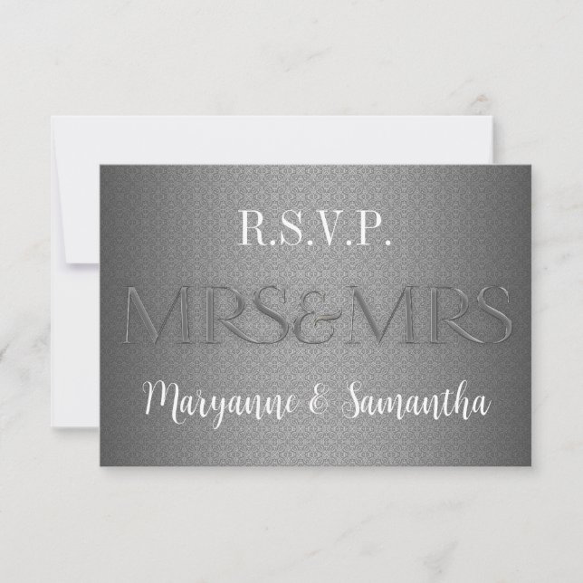 Frau & Frau Gay Lesbian Wedding RSVP in Silver (Vorderseite)