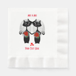 Frau + Frau Lesbian Ehekatze Niedlich Brides Weddi Serviette