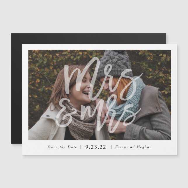Frau & Frau LGBT Magnetic Save the Date Magneteinladung (Vorne/Hinten)