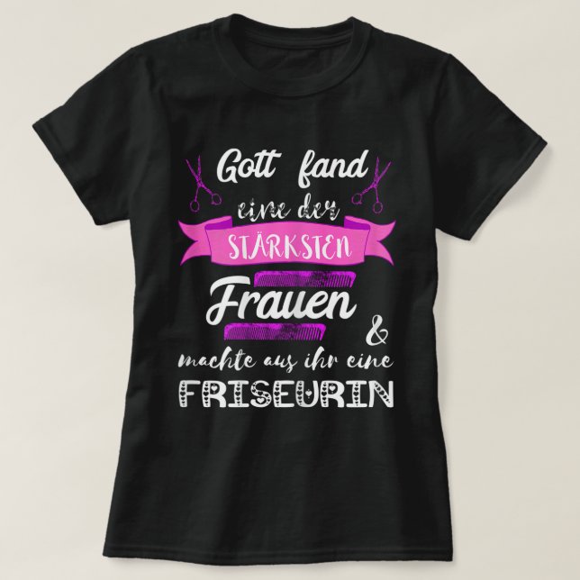 Frau Friseur Barber Haar Stylist Salon Haird T-Shirt (Design vorne)