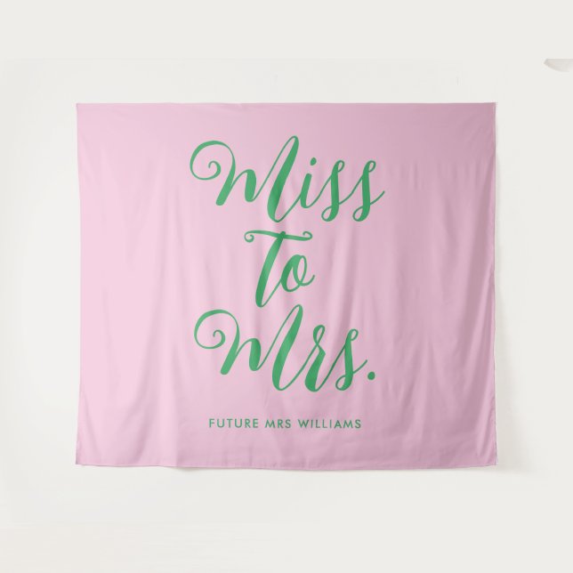 Frau Fun Bold Pink und grüne Bachelorette Wandteppich (Vorderseite (Horizontal))