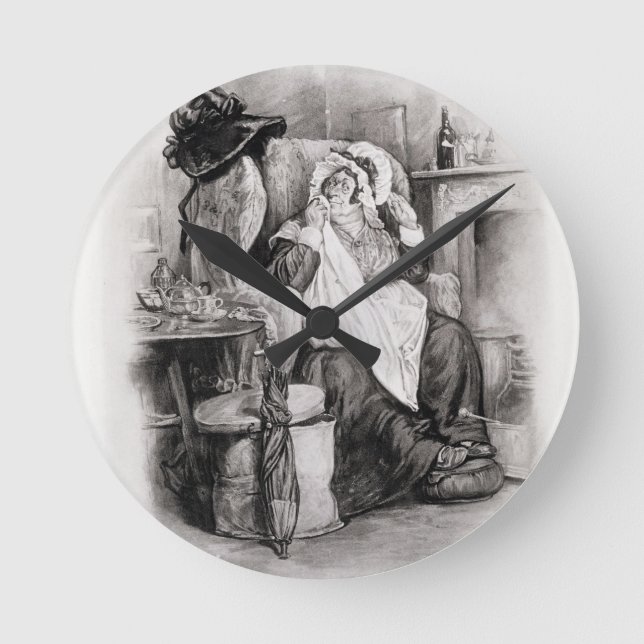 Frau Gamp, von 'Charles Dickens: Ein Klatsch über Runde Wanduhr (Vorderseite)