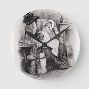 Frau Gamp, von 'Charles Dickens: Ein Klatsch über Runde Wanduhr