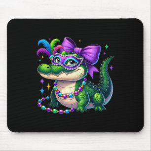 Frau Gator Mardi Gras Stimmung Louisiana Alligator Mousepad
