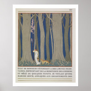 Frau gefolgt von einem Leopard, Illustration von ' Poster