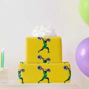 Frau Gewichtheben Glänzendes Geschenkpapier