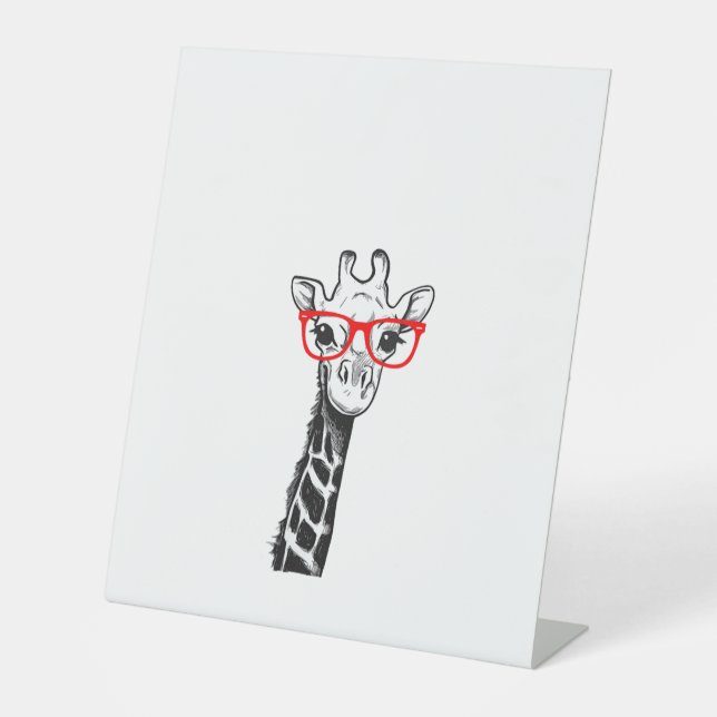 Frau Giraffe mit Brille Geschenk für Zoo Animal Lo Sockelschild (Vorderseite)