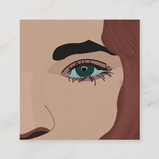 Frau Girl Face Eye Makeup Artist Hair Stylist Quadratische Visitenkarte (Vorderseite)