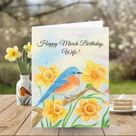 Frau glücklicher März Geburtstag Blaue Vogel Karte