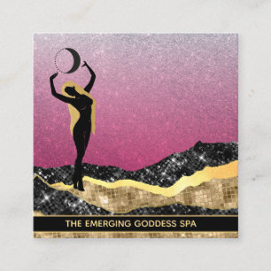 *~* Frau Goddess Moon Rose Blue Pastel Glitzer  Quadratische Visitenkarte