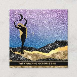 *~* Frau Goddess Ombre Moon Denim Blue Glitzer Quadratische Visitenkarte