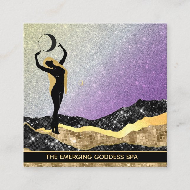 *~* Frau Goddess Ombre VIOLET Rainbow Glitzer  Quadratische Visitenkarte (Vorderseite)