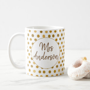 Frau, Gold Glliter Polka Dots, Personalisiert Kaffeetasse