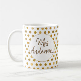 Frau, Gold Glliter Polka Dots, Personalisiert Kaffeetasse