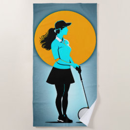 Frau Golfer Design Cotton Beach Handtuch