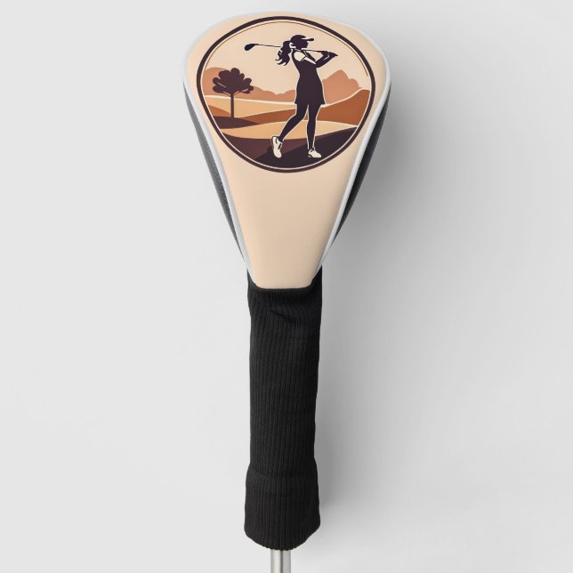 Frau Golfer Design Golf Head Cover Headcover (Vorderseite)
