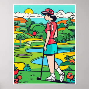 Frau Golfer - Golfer Art Print Poster