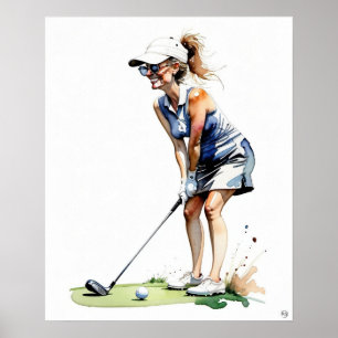 Frau Golfer - Golfer - Golf Art Print Poster