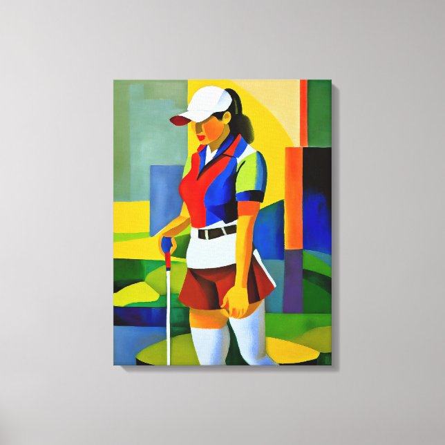 Frau Golfer - Leinwand Art Print (Vorderseite)