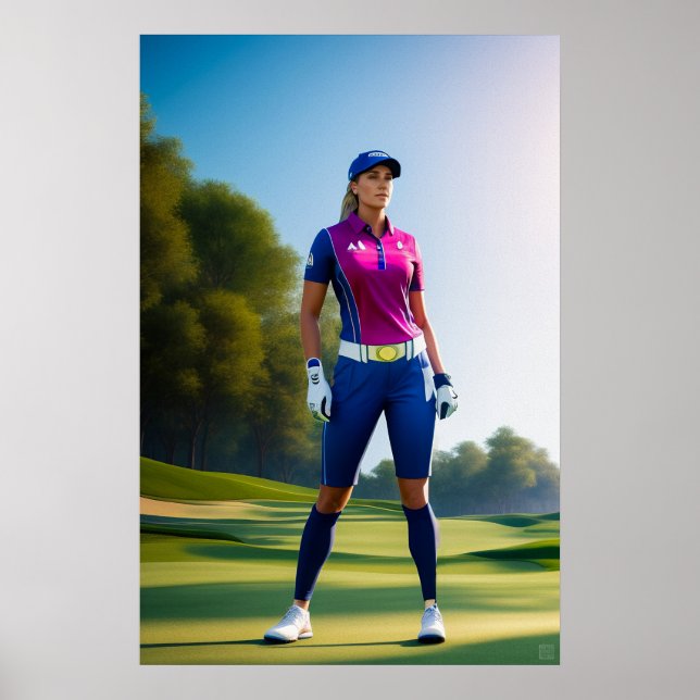 Frau Golfer - Leinwand Art Print Poster (Vorne)