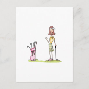Frau Golfer Postkarte