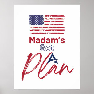 Frau Got einen Plan für die amerikanischen Flaggen Poster