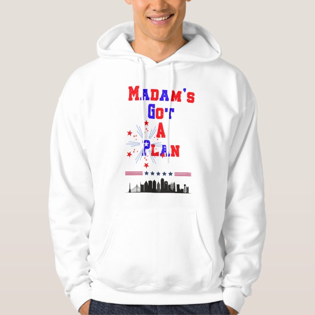 Frau Got einen Plan männlich Patriotic Hoodie (Vorderseite)