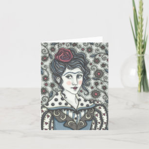 FRAU, GOTHISCHES PORTRAIT NOTE CARD Blank Feiertagskarte