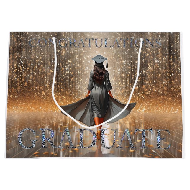 Frau Graduate Herzlichen Glückwunsch Große Geschenktüte (Vorderseite)